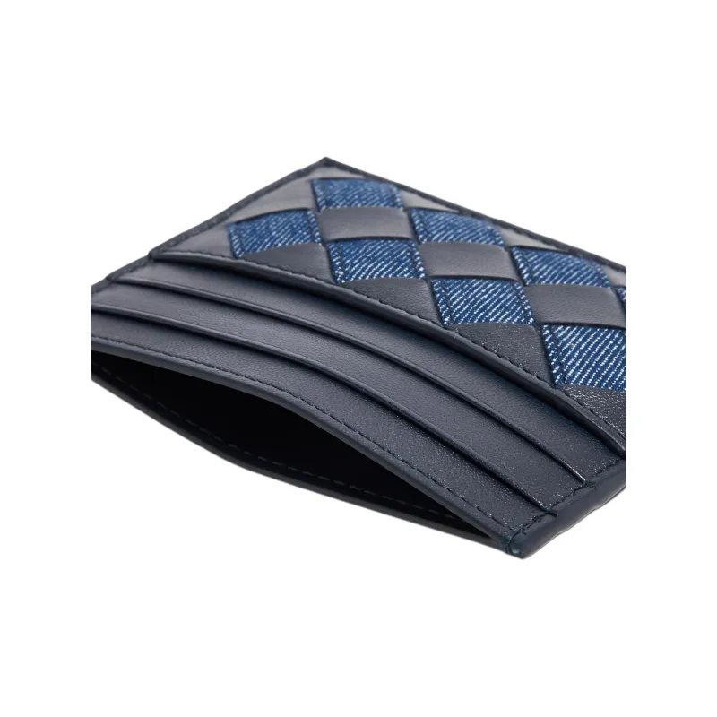 Bottega Veneta Cow Leather Card Holder Women's Dark Blue & Indigo-4