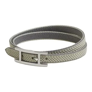 HERMES Recycled Nylon, Stainless Steel, Leather, Mesh Bracelets Men's Gray