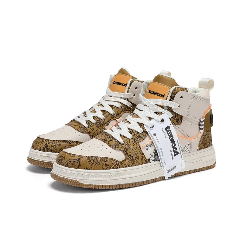 TEXWOOD Chinese Style Blue And White Porcelain Collection High Top Skateboard Shoes Men's-10