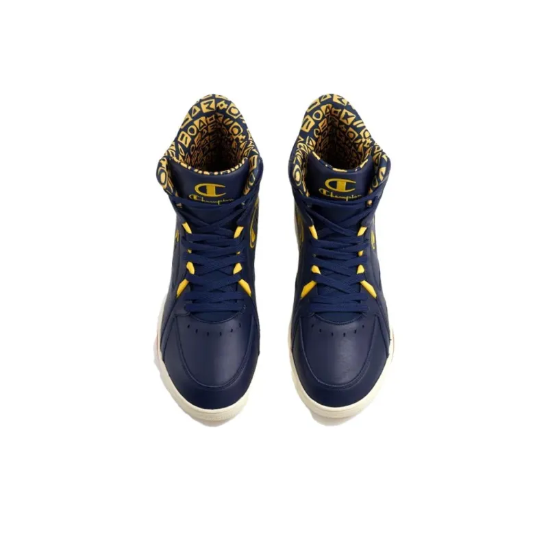 Champion High-Top Basketball Shoes Men's Blue Yellow-4