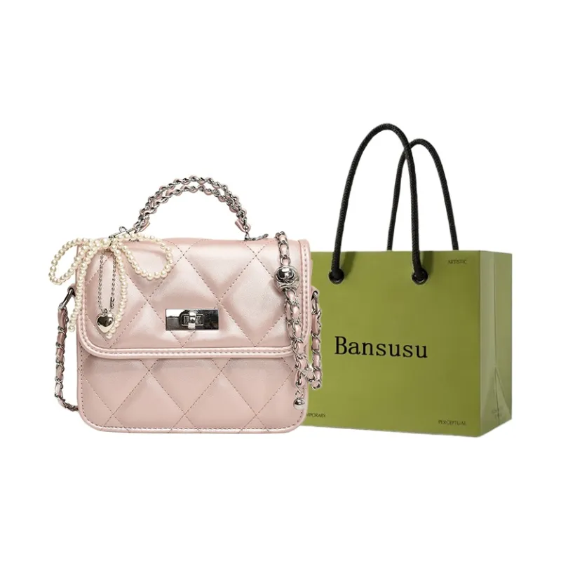 Bansusu PU Shoulder Bag, Crossbody Bag, Handbag Women's Pink/Silver/White/Black-0