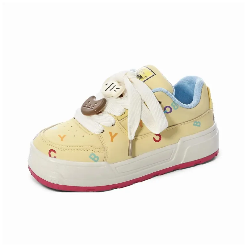 7 SEVFUN Wear resistant And Lightweight Low Top Skateboard Shoes Women's Yellow-11