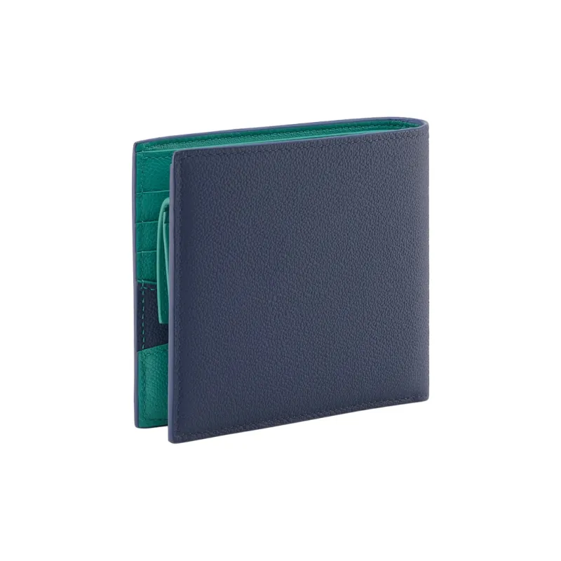 BVLGARI Cow Leather Wallet Small Size Men's Blue-1