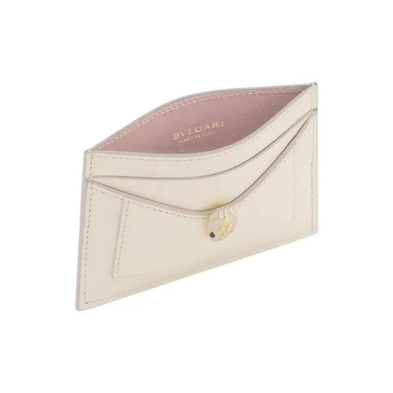 BVLGARI Serpenti Forever Series Calfskin Card Holder Women's White-2