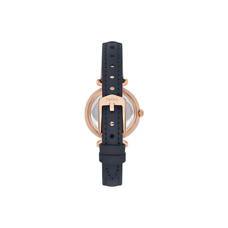 FOSSIL Carlie Collection Wrist Watch Automatic Mechanical Movement Leather Watch Bands 28mm White Dial Women's Watch-3