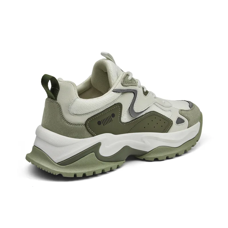JEEP SPIRIT Anti-Slip Wear-Resistant Breathable Height Increasing Low-Top Chunky Sneakers Men's Light Sandy-3