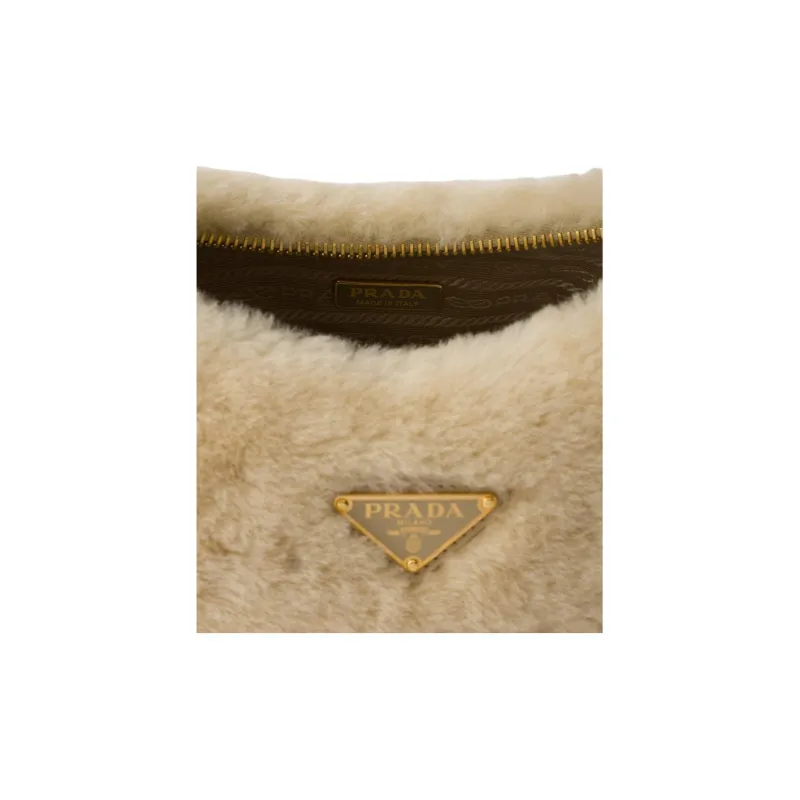 PRADA Leather Shoulder Bag Mini Women's Light Brown-4