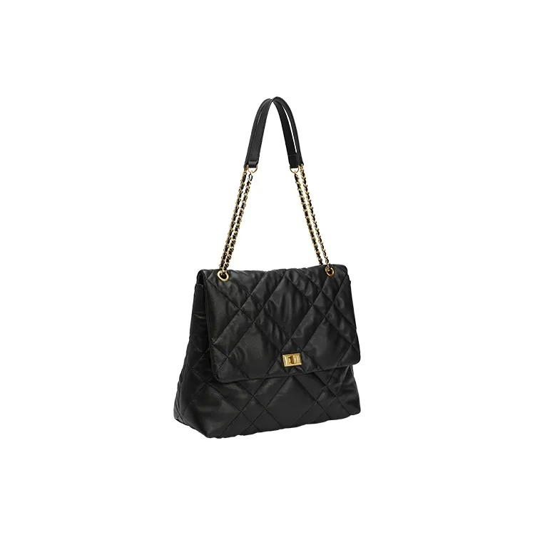 URBAN REVIVO Artificial Leather Shoulder Bag Medium Size Women's Black-1