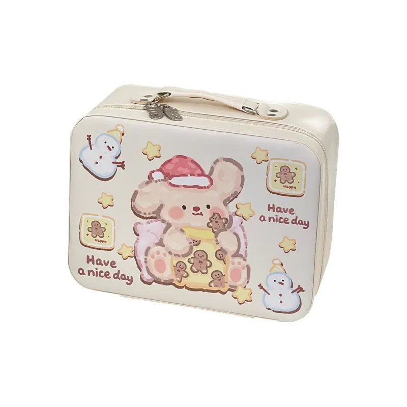 JINGEYU Portable Large Capacity Skin Care Product Storage Box With PU Leather Handle-2
