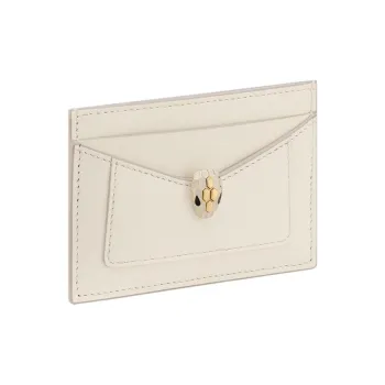 BVLGARI Serpenti Forever Series Calfskin Card Holder Women's White