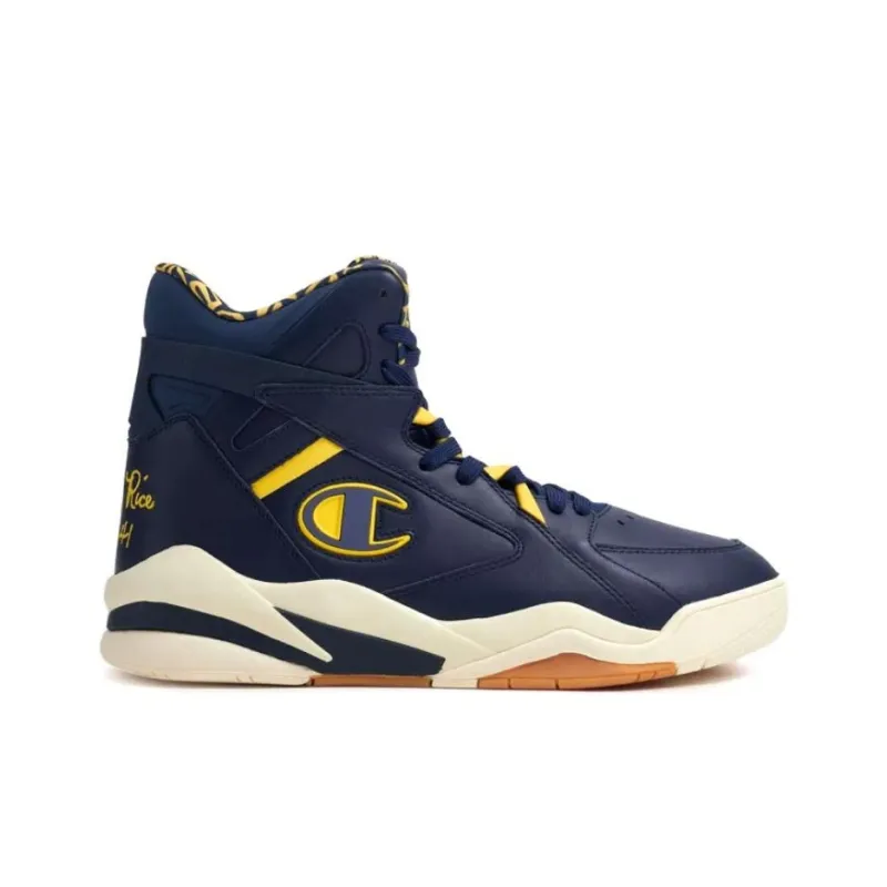 Champion High-Top Basketball Shoes Men's Blue Yellow-1