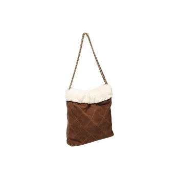 Marino Orlandi Cow Leather Shoulder Bag Regular Women's Coffee/Brown & Ecru