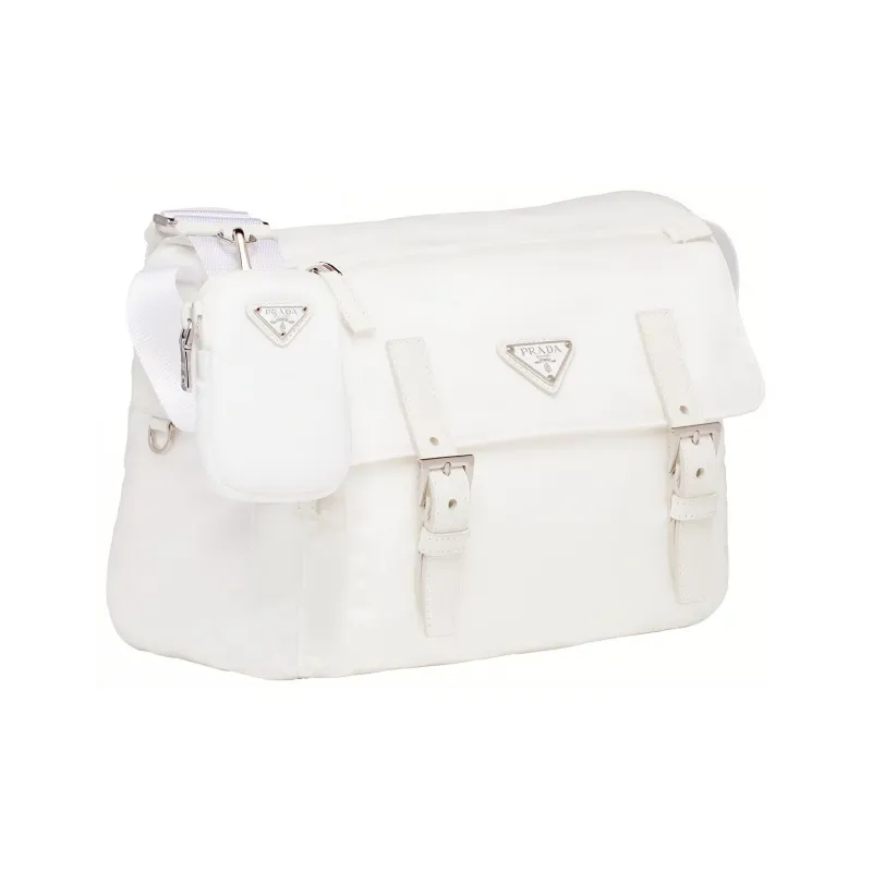 PRADA Re-Edition Recycled Nylon Patchwork 2-in-1 Messenger Bag Shoulder Bag Crossbody Bag Medium Size Unisex White-1