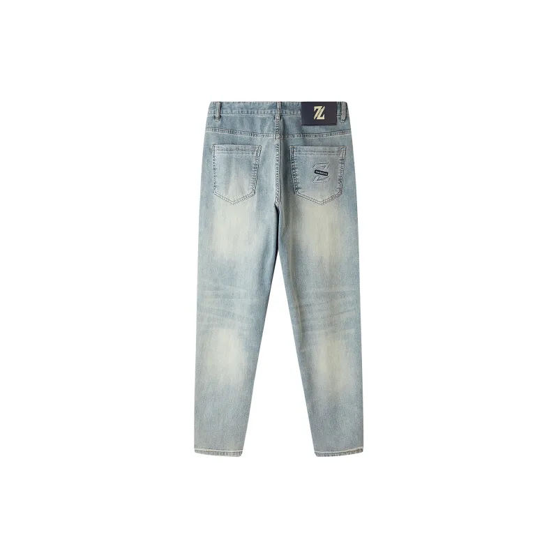 HLA Jeans Men Blue Gray Denim Gradient Light B8-1