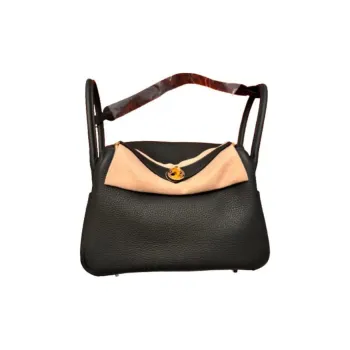 HERMES Lindy Clemence Bullock Leather Handbag Shoulder Bag Women's 67 Vert Fonce Dark Green