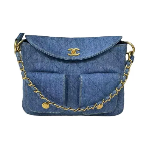 CHANEL Denim Handbag, Shoulder Bag, Crossbody Bag Women's Denim Blue