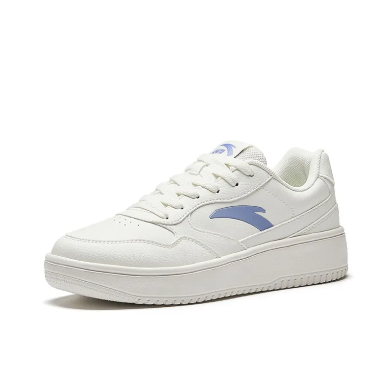 Anta Anti-Slip And Wear-Resistant Lightweight Height Increasing Low-Top Skateboard Shoes Women's White Blue-1
