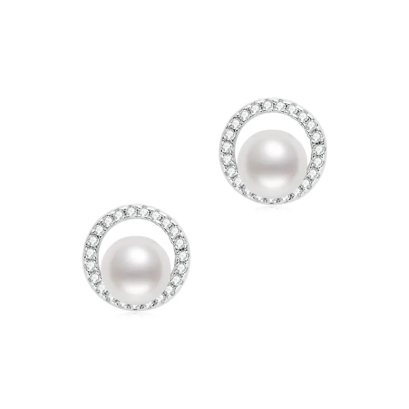 ZHENZHUAOMI Freshwater Pearl Stud Earrings Women's-1