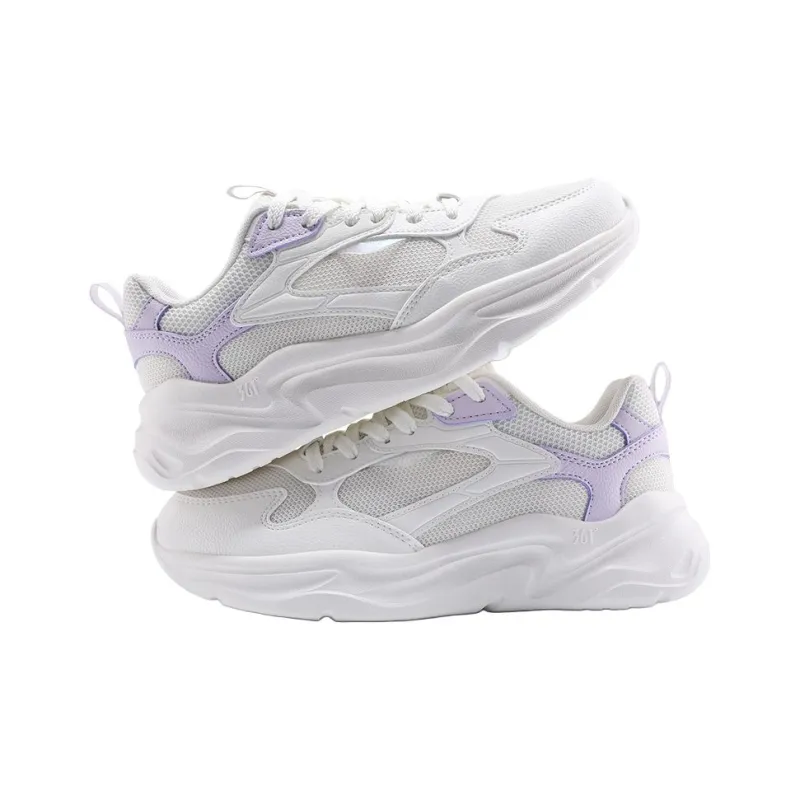 361° Lightweight Coverage Cushioning Low-Top Sprint Running Shoes Women's White Purple-1