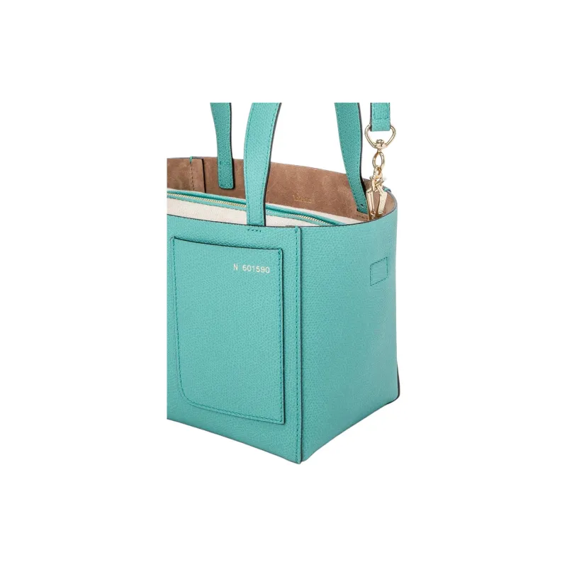 Valextra Millepunte Calfskin Bucket Bag, One Shoulder Handbag Micro Women's Ocean Blue-5