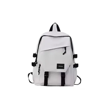 Tonlion Nylon Fabric Backpack Regular Unisex White/Black