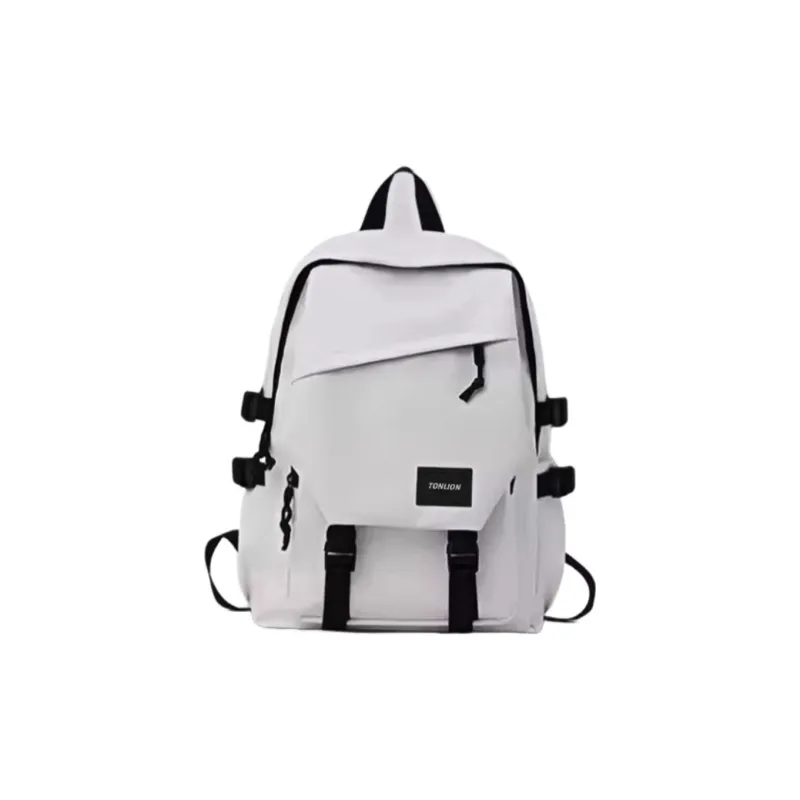 Tonlion Nylon Fabric Backpack Regular Unisex White/Black-0