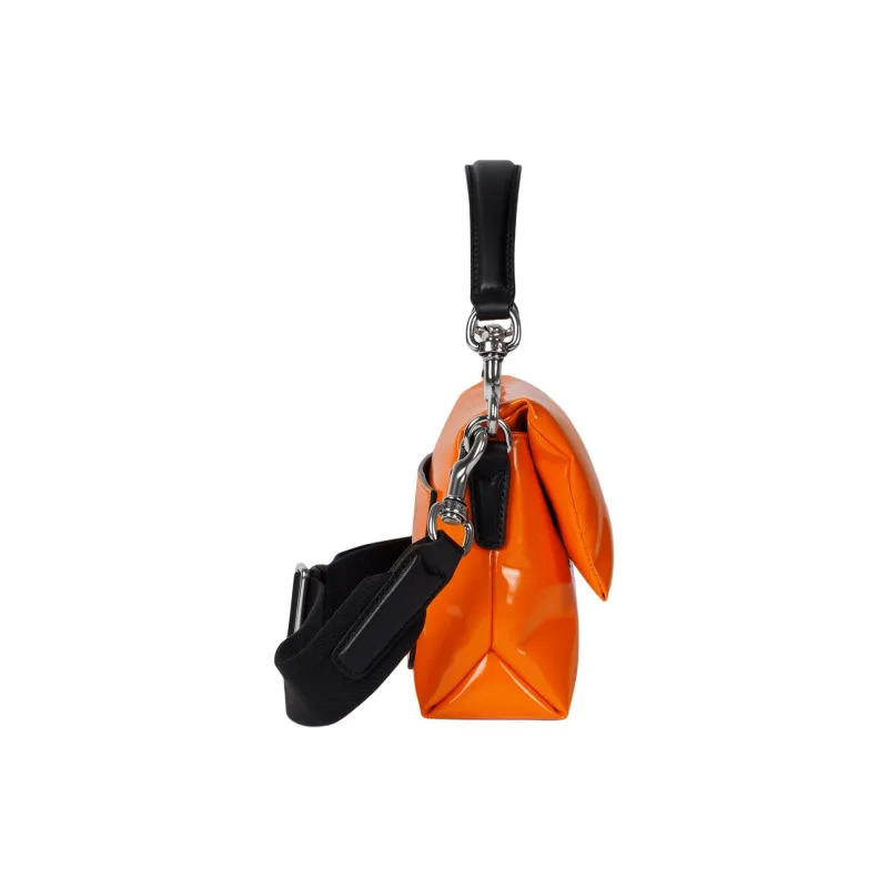 GUCCI Patent Leather One Shoulder Handbag Trumpets Women's Bright Orange-2