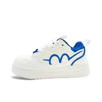 ITGI Anti Slip Wear Resistant Low Top Skateboard Shoes Unisex White Blue