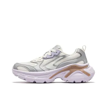 Erke Wear resistant And Lightweight Low Top Casual Shoes Women's Microcrystal White Bright Silver
