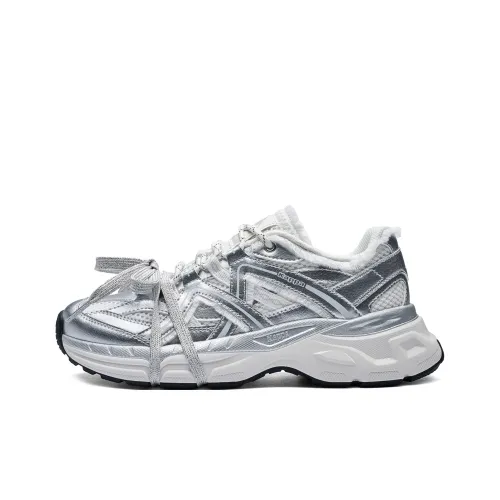 Kappa Back to Back Anti Slip Wear Resistant Low Top Chunky Sneakers Women's Silver White