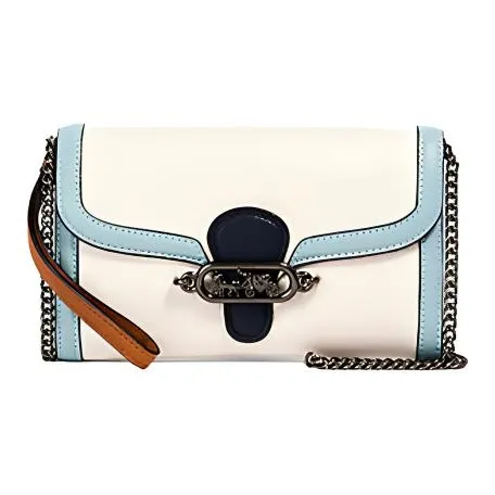 COACH Jade Leather One Shoulder Handbag Crossbody Bag Small Size Women's White & Blue