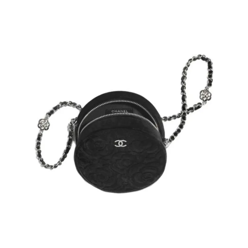 CHANEL Velour Silver Label Shoulder Bag, Coin Purse Women's Black-2