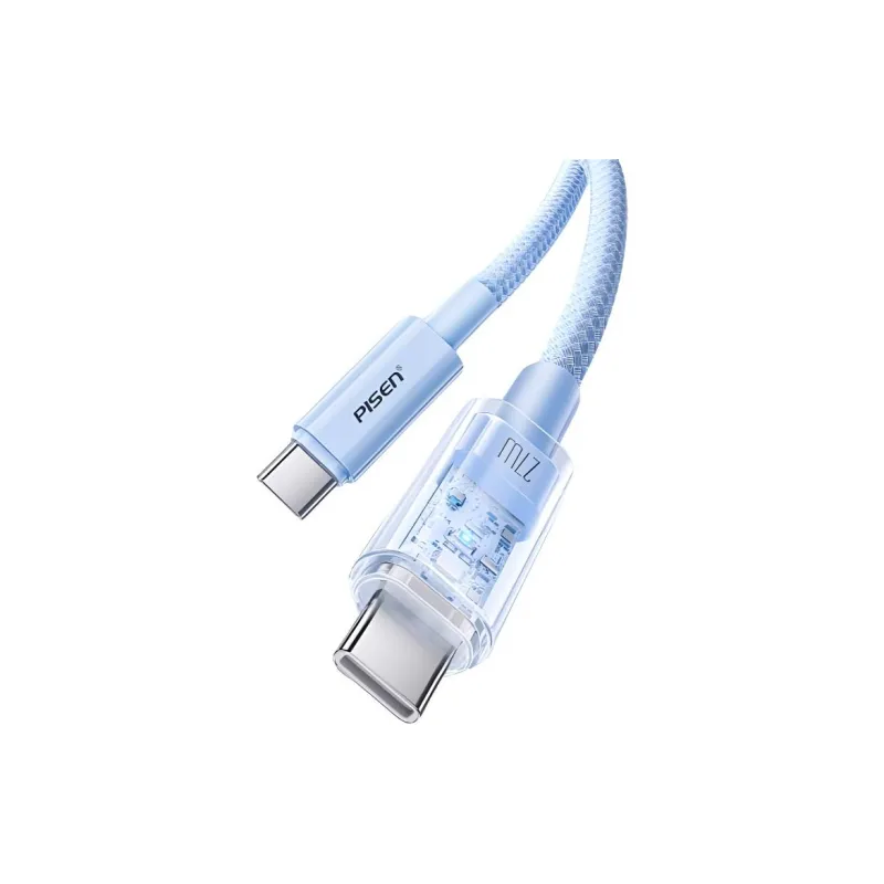 PISEN Fast Charging Cable LT CC16 1200 2m 1 to 1 Type C To Type C Transparent Plug Cables-4