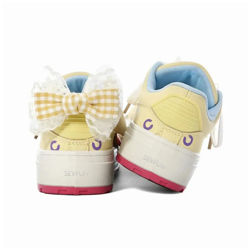 7 SEVFUN Wear resistant And Lightweight Low Top Skateboard Shoes Women's Yellow-19