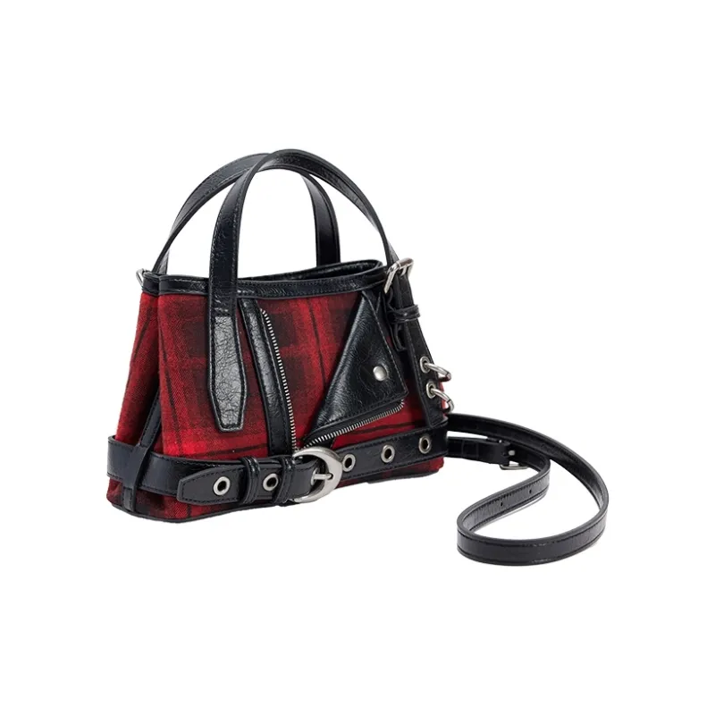 URBAN REVIVO Fabric Crossbody Handbag Trumpets Women's Total Crimson Plaid-1