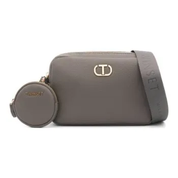 TWINSET MILANO Calfskin Shoulder Bag Women's Gray