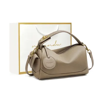 Narandu Cow Leather Patchwork Synthetic Leather Handbag Women's Elephant Gray