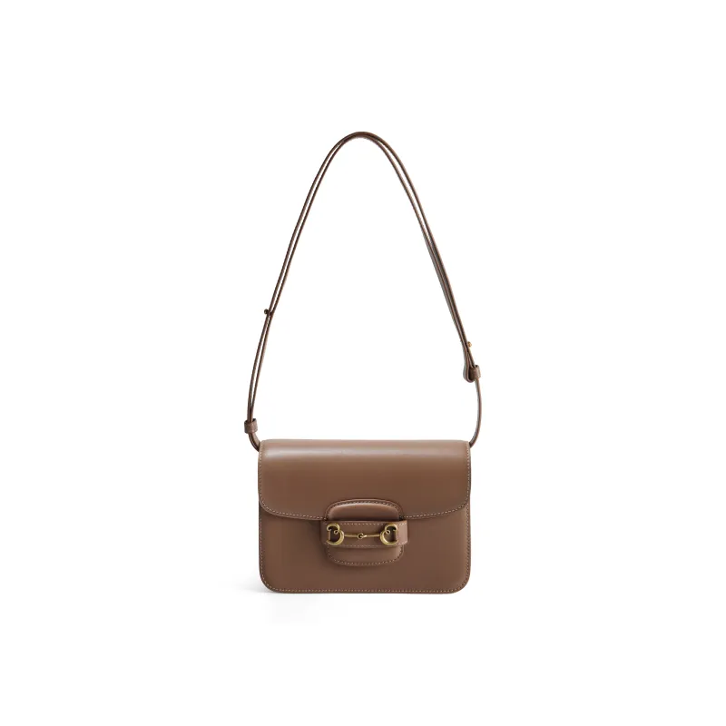 BELLE Cow Leather Small Square Bag, Crossbody Bag Women's White/Coffee-4