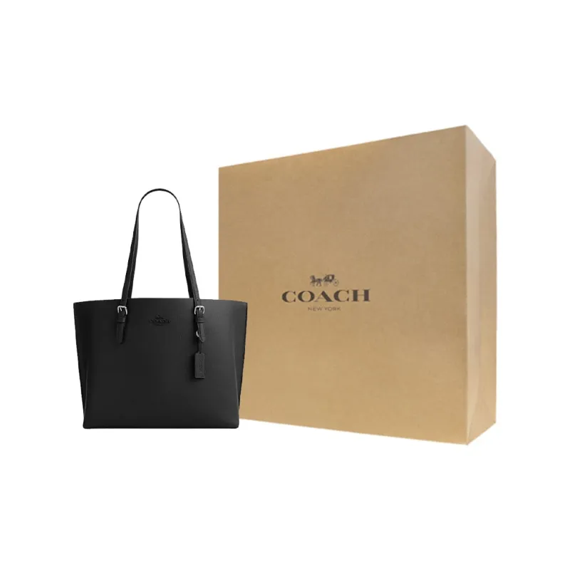 COACH Mollie Cow Leather Tote Bag, Shopping Bag, Shoulder Bag, Handbag Tubas Women's Black-7