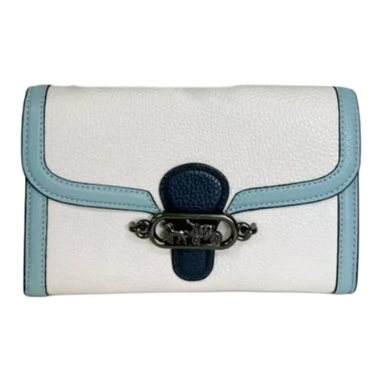 COACH Jade Leather One Shoulder Handbag Crossbody Bag Small Size Women's White & Blue-1