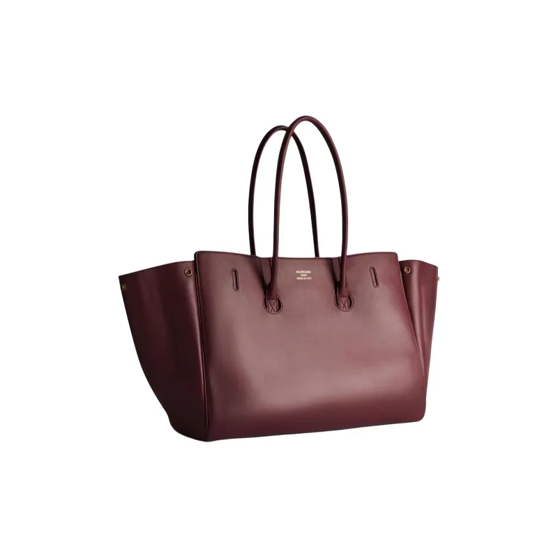 Balenciaga Smooth Calf Leather Tote Bag, Shopping Bag, Handbag Medium Size Women's Dark Burgundy-2