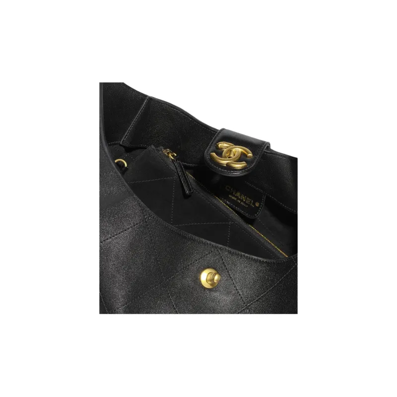 CHANEL Lambskin Handbag Tubas Women's Black-2