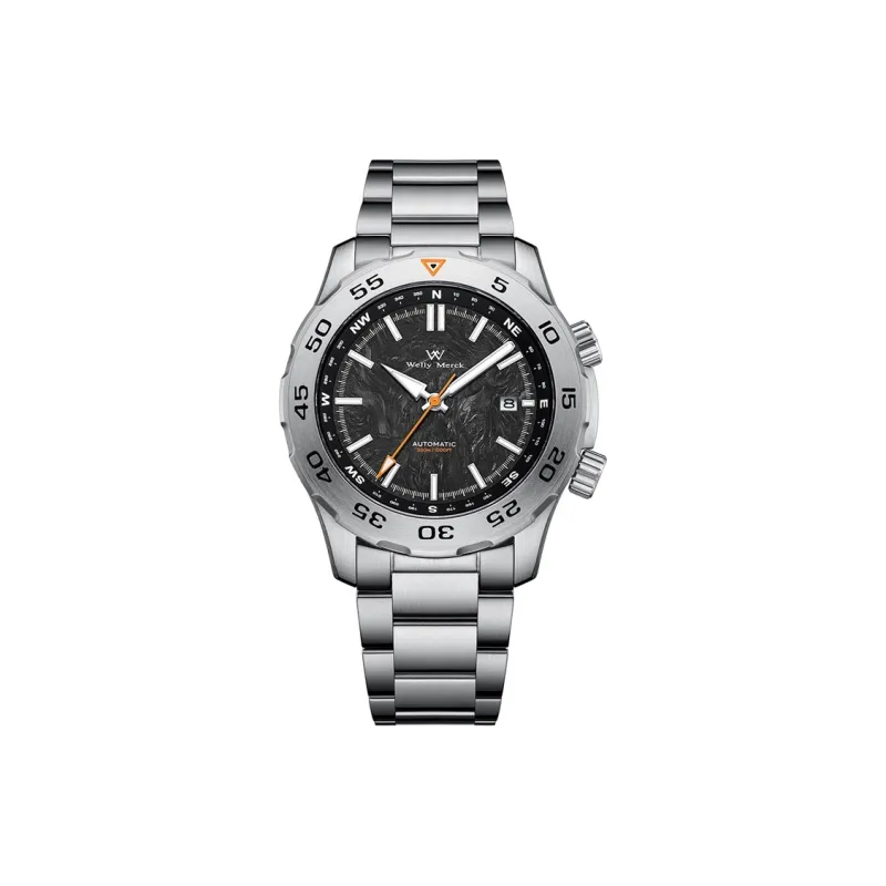 Welly Merck Automatic Mechanical Movement Stainless Steel Strap Watch Men's Watches Black Dial-10