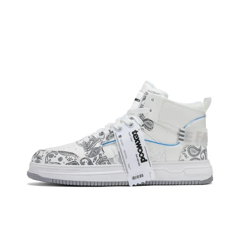 TEXWOOD Chinese Style Blue And White Porcelain Collection High Top Skateboard Shoes Men's-15