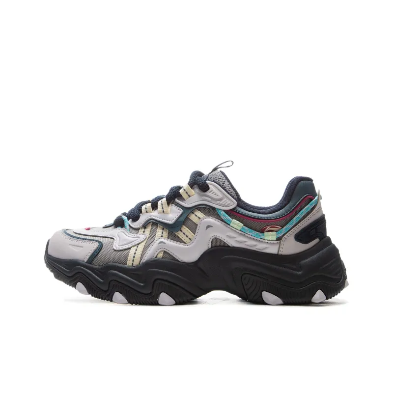 LiNing Cat's Claw Lite 2 Anti Slip And Wear Resistant Height Increasing Low Top Chunky Sneakers Women's Gray Black-0