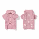Crochet Lapel Cardigan-Pink M