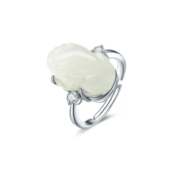 TAMINA Rings Pale Greenish White Jade Women's