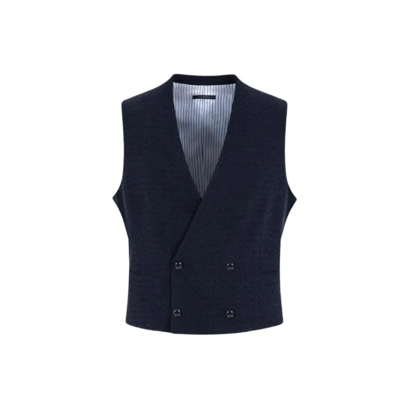 GIORGIO ARMANI Double breasted Waistcoat In Virgin Wool And Silk-0