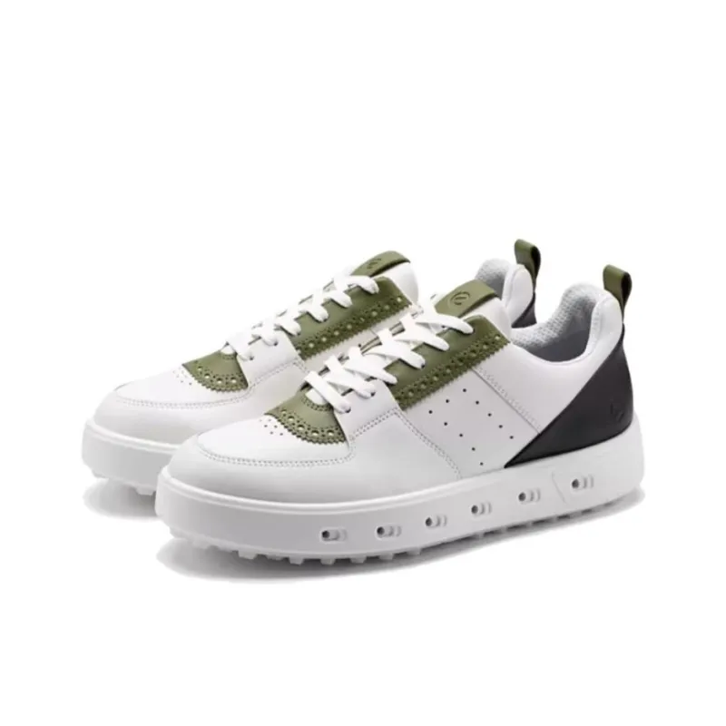 Ecco Street 720 Series Cushioning Wear-Resistant Low-Top Golf Shoes Men's White Green-2