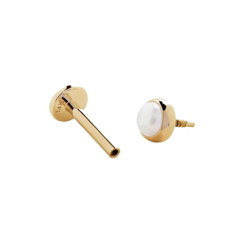 Monica Vinader 14kt Yellow Gold Pearl Labret Single Earring-1